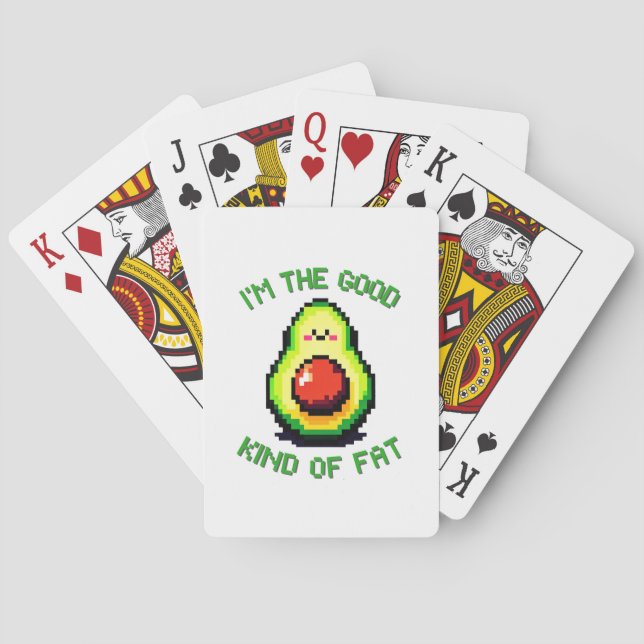 Good Fat Avocado - Funny Pixel Art Food Design Playing Cards (Back)