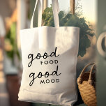 Good Food Good Mood | Modern Food Lover Foodie Tote Bag<br><div class="desc">Simple quote art "good food good mood" tote bag featuring a fun casual informal handwritten script font in a modern minimalist style. The perfect gift or accessory for any food lover or foodie! #foodie #foodlover #goodfood #goodmood #totebag #foodshopping</div>