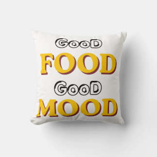 Good Food Good Mood Typography Throw Pillow