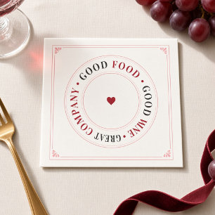 Good Food Good Wine Great Company Modern Cocktail Napkin