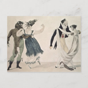 Good Form, No. 1: The Waltz, satirical cartoon Postcard