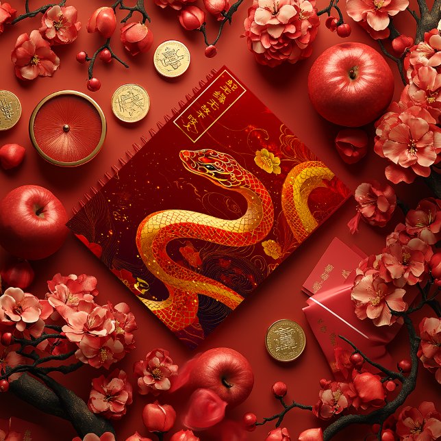 Good Fortune Gold and Red Year of the Snake  Notebook (Year of the Snake Festive Notebook )