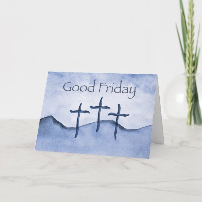 Good Friday Crosses in Purple Watercolor Card (Front)