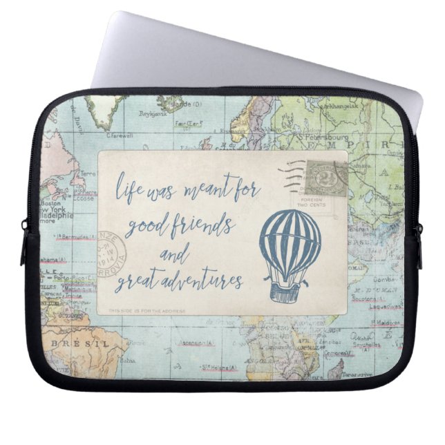 Good Friends and Great Adventures Quote Laptop Sleeve (Front)
