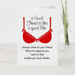 Good Friends Are Like Bras, Funny Friendship Card