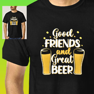 Good Friends & Great Beer, Beer Glasses on Black T-Shirt