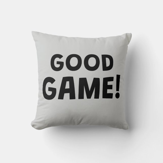 Good Game! | Bold Typography Gamer Throw Pillow (Front)