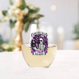 Good Girls Read Bad Books  Stemless Wine Glass