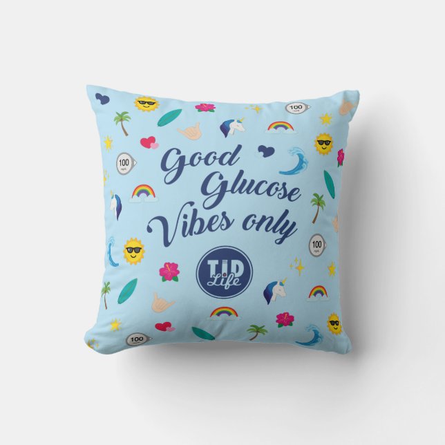 Good Glucose (Sky) Throw Pillow (Front)