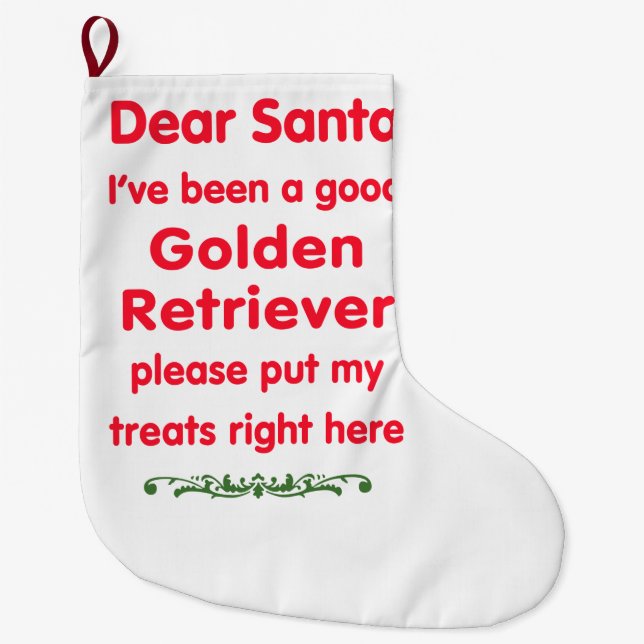 good Golden Retriever Large Christmas Stocking (Front)