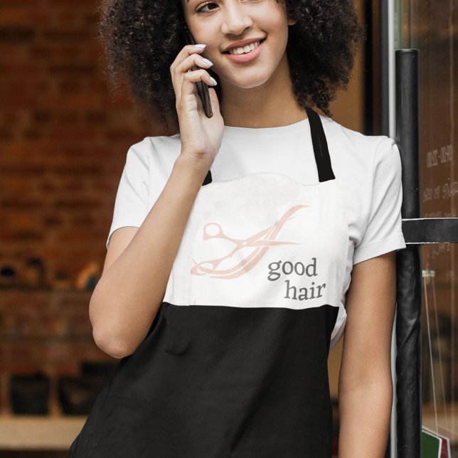 Good Hair Simple Logo Hair Stylist Colourist Apron (A "good hair" smock/apron coverup for your salon.)