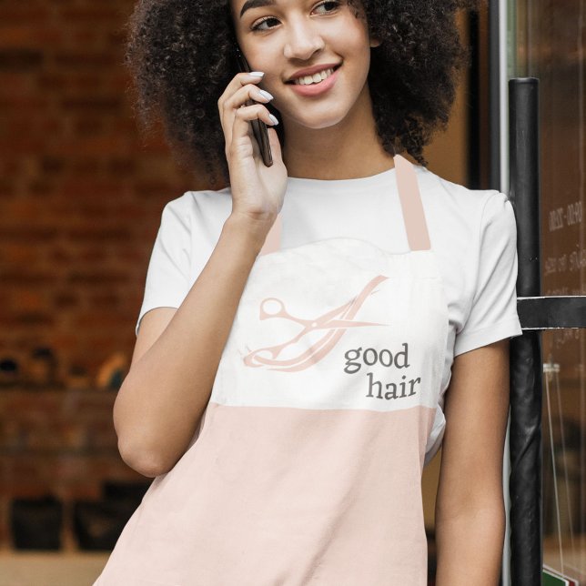 Good Hair Simple Logo Hair Stylist Colourist Apron (A cute "good hair" apron or smock for your salon.)