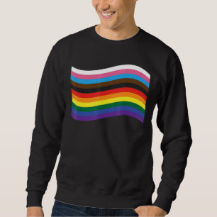 Good & Happy Progress Gay Pride Rainbow Wave Flag Sweatshirt