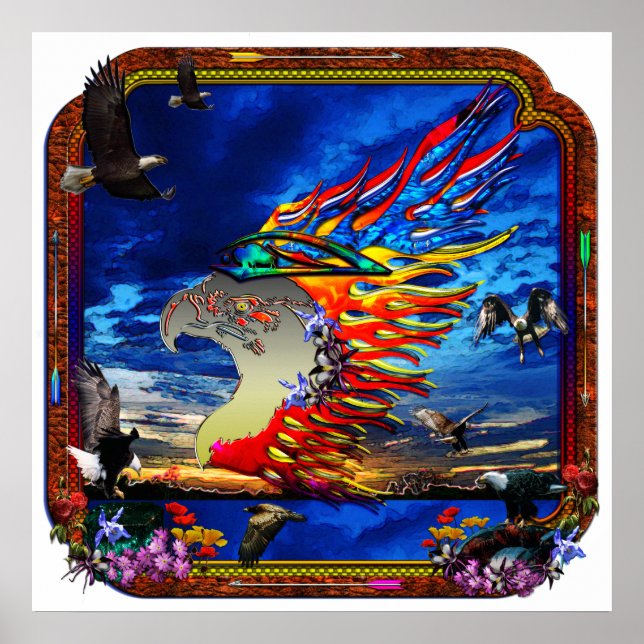 Good Hunting Eagle Sky background clear edge Poster (Front)