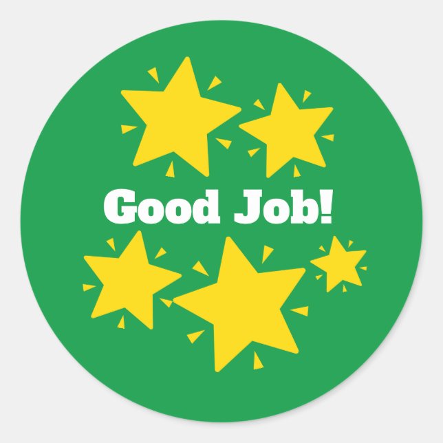 "Good Job!"  Customize Reward Sticker with Stars (Front)