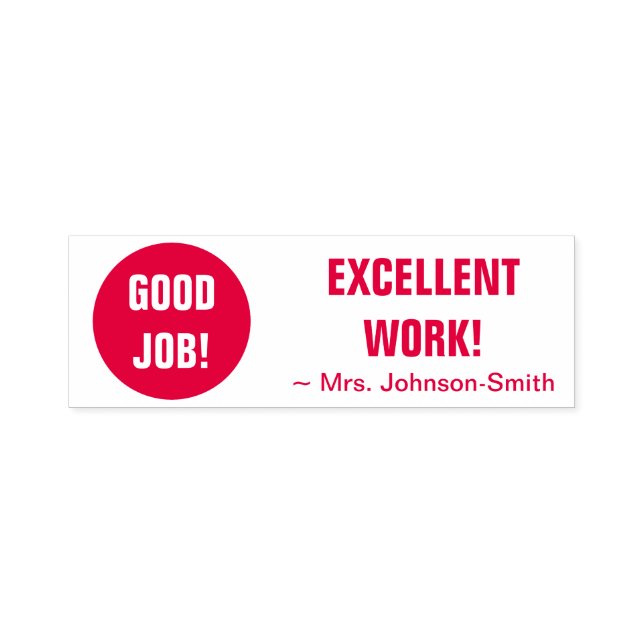 "GOOD JOB! EXCELLENT WORK!" + Smiling Face Self-inking Stamp (Design)