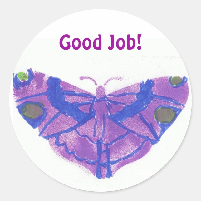 "Good Job" stickers w/purple butterfly (Front)