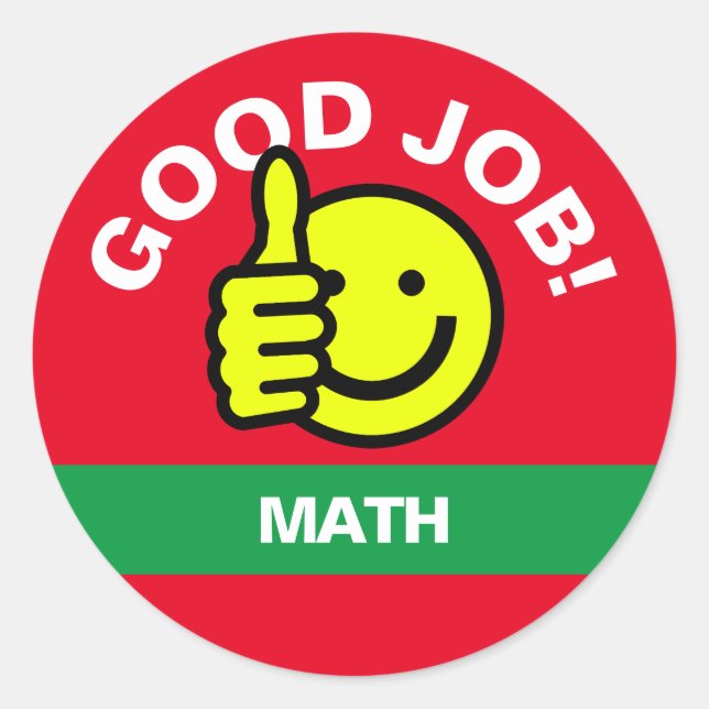 "Good Job" Thumbs Up Smile Sticker—Customize Classic Round Sticker (Front)