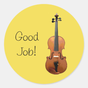 Good Job Violin Music Education Reward Classic Round Sticker