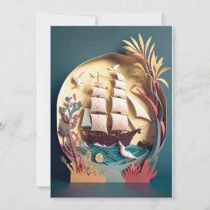 Good Journey and Thank you card, ship theme