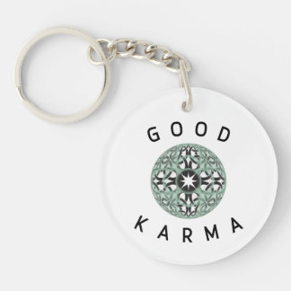Good Karma Green Endless Knot Design  Keychain
