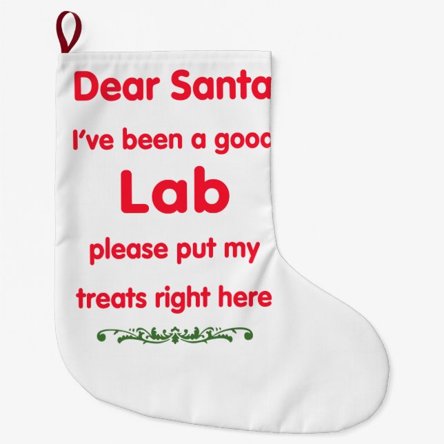 good lab large christmas stocking (Front)