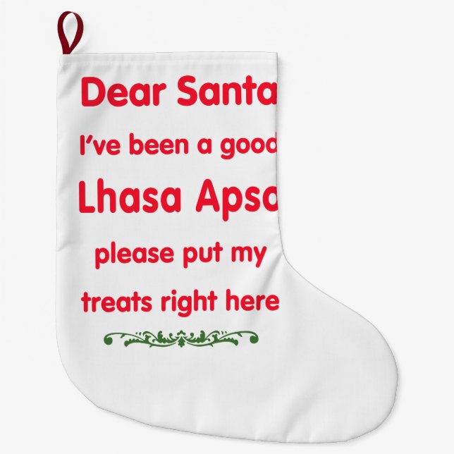 good Lhasa Apso Large Christmas Stocking (Front)