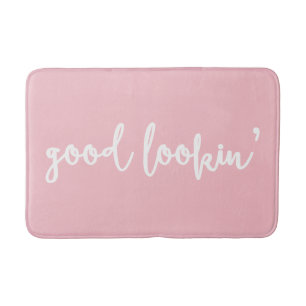 Good Lookin' Calligraphy   Light Pink Bath Mat
