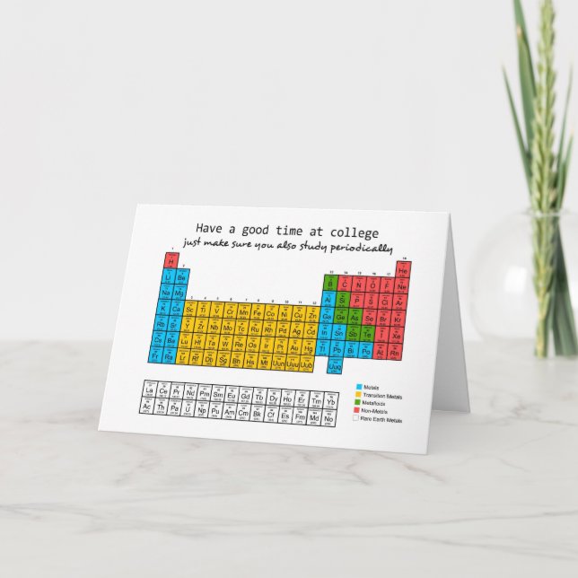 Good luck at college - Chemistry periodic table Card (Front)