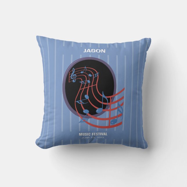 Good Luck, Black Music Circle Throw Pillow (Front)