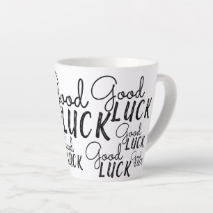 Good Luck Black White Typography Lucky Latte Mug