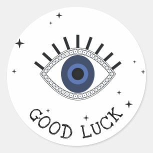 Good luck blue eye talisman, evil eye protection classic round sticker