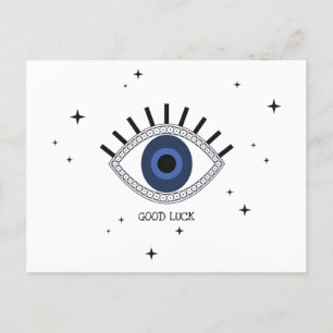 Good luck blue eye talisman, evil eye protection postcard