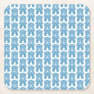 Good Luck Blue Tiki Square Paper Coaster
