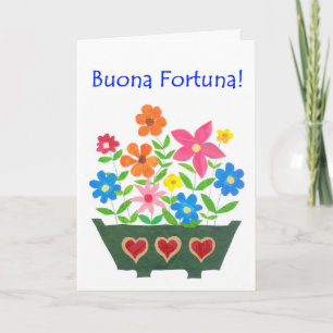 Good Luck Card, Italian Greeting - Flower Power Card