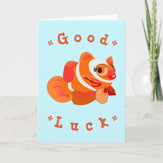 Good Luck Card with Gold Fish - Your Text (Front)