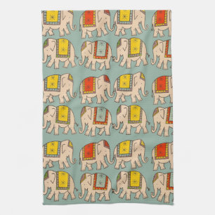 Good luck circus elephants cute elephant pattern kitchen towel