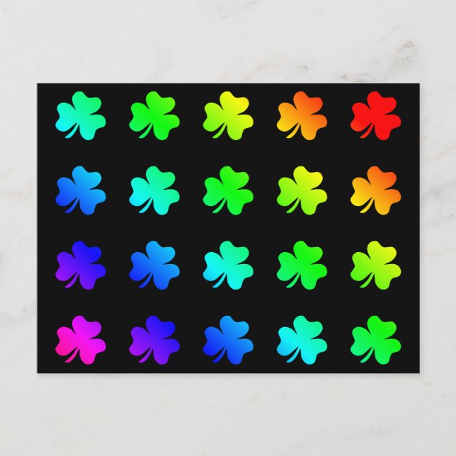 Good Luck Clover Leaves Colourful Rainbow Colours Postcard (Front)