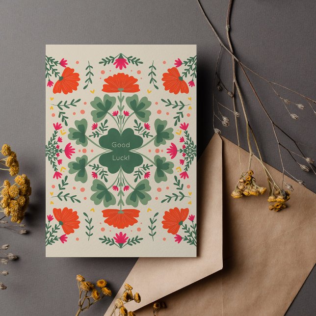 Good luck clovers and flowers card (Creator Uploaded)