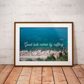 good luck comes by cuffing quote poster