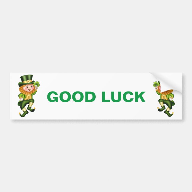 Good luck cute leprechauns with shamrocks bumper sticker (Front)