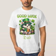 Good Luck Dad Shamrocks St Patrick's Day Beer Cat 