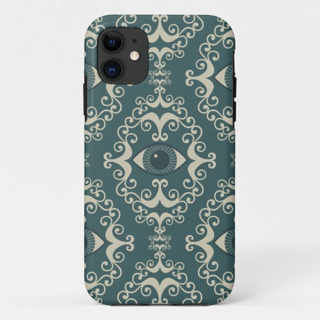Good luck damask evil eye teal hipster pattern Case-Mate iPhone case (Back)