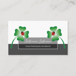 Good luck dotted ladybugs elegant grey rectangle b business card
