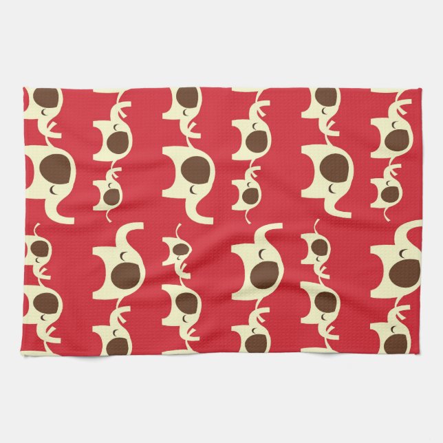 Good luck elephants cherry red cute nature pattern kitchen towel (Horizontal)