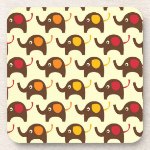 Good luck elephants kawaii cute nature pattern coaster