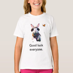 Good Luck Everyone" Nature Rabbit Girls' Basic T-S T-Shirt