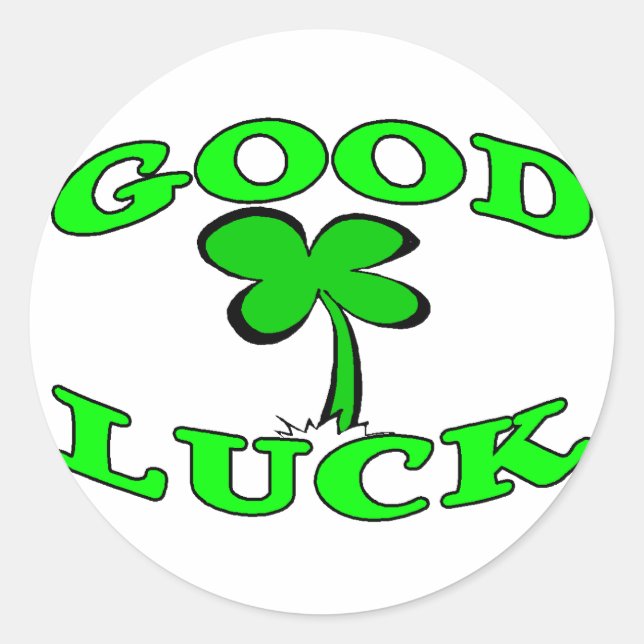 Good Luck Four Leaf Clover Classic Round Sticker (Front)