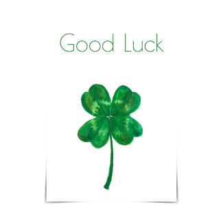 Good Luck Four-Leaf Clover Encouragement Card