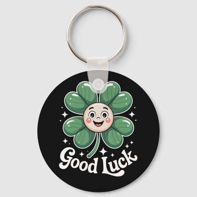 Good Luck Four Leaf Clover Keychain (Front)
